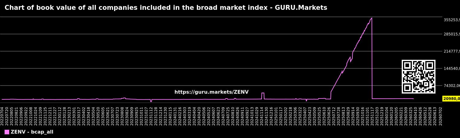Chart of book value of all companies included in the broad market index - GURU.Markets